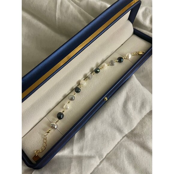 pearl bracelet Vintage statement chain cultured bead bracelet gold wit gift box - Picture 6 of 10